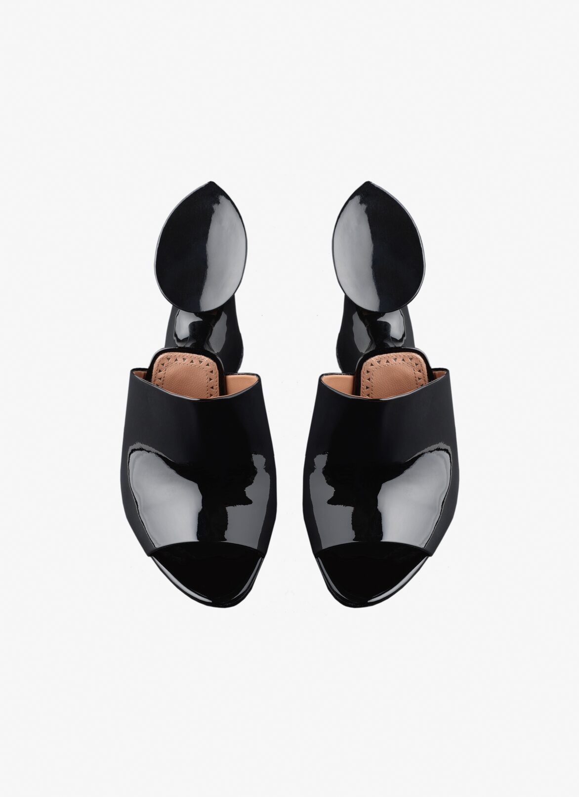La Sculpture mules in calfskin & wood ALAÏA BLACK LA SCULPTURE MULES IN CALFSKIN & WOOD